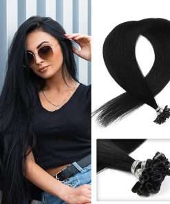 100 Ciocche Cheratina 55 Cm Nero 1 - Extension Capelli Veri