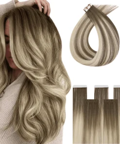 20 Fasce Biadesive 55 Cm Balayage 7/7/ghiaccio - Extension Capelli Veri